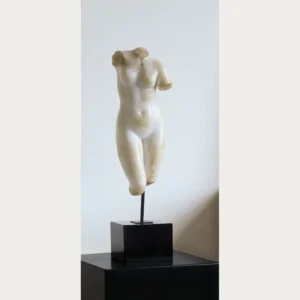 Classical Female Torso Sculpture in oatmeal — front view