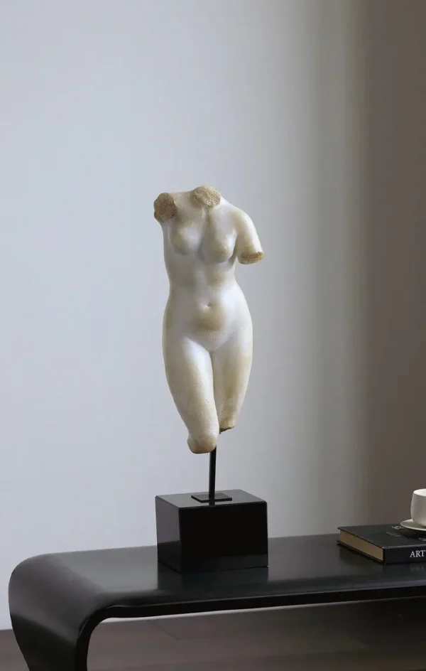 Classical Female Torso Sculpture in oatmeal — in a room setting