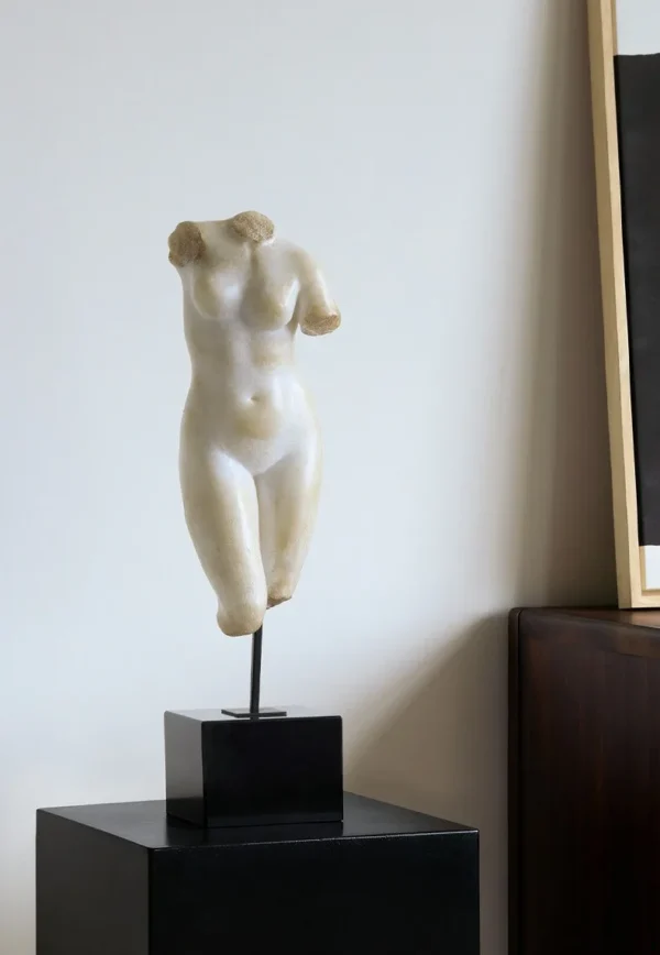 Classical Female Torso Sculpture in oatmeal — in a room setting