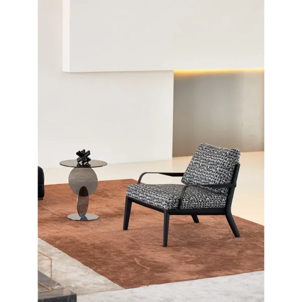 Viaggio Ash Ribbon-Arm Lounge Chair in Patterned Fabric — in a room setting