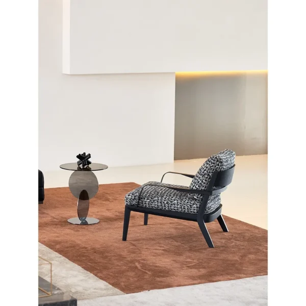 Viaggio Ash Ribbon-Arm Lounge Chair in Patterned Fabric — in a room setting