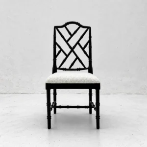 Black Bamboo-Style Lattice Dining Chair in black — front view