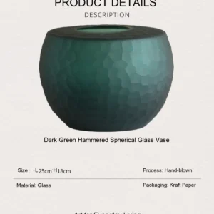 Dark Green Ribbed Frosted Glass Vase, Three Designs in olive — dimensions