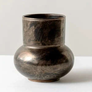 Distressed Bronze-Effect Ceramic Zun Vase in bronze — front view