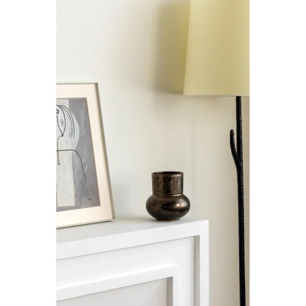 Distressed Bronze-Effect Ceramic Zun Vase in bronze — in a room setting