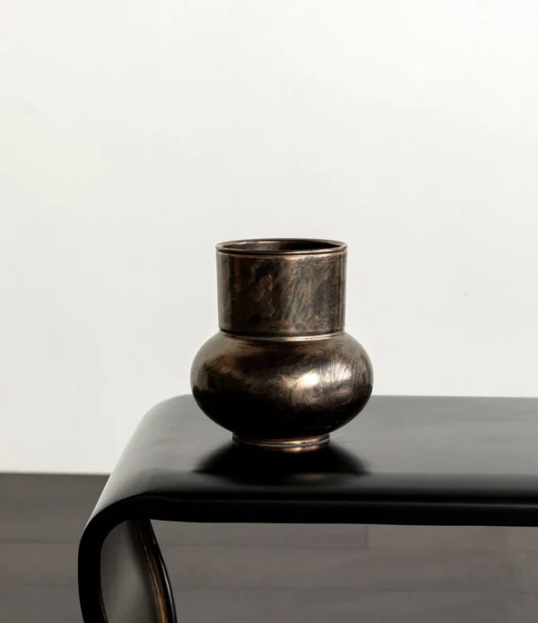 Distressed Bronze-Effect Ceramic Zun Vase in bronze — in a room setting