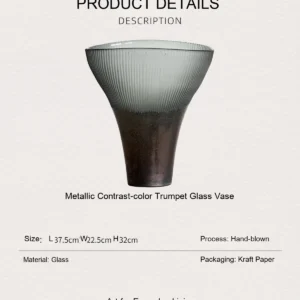 Ribbed Smoked Glass Flared Vases, Tall or Short in slate — dimensions