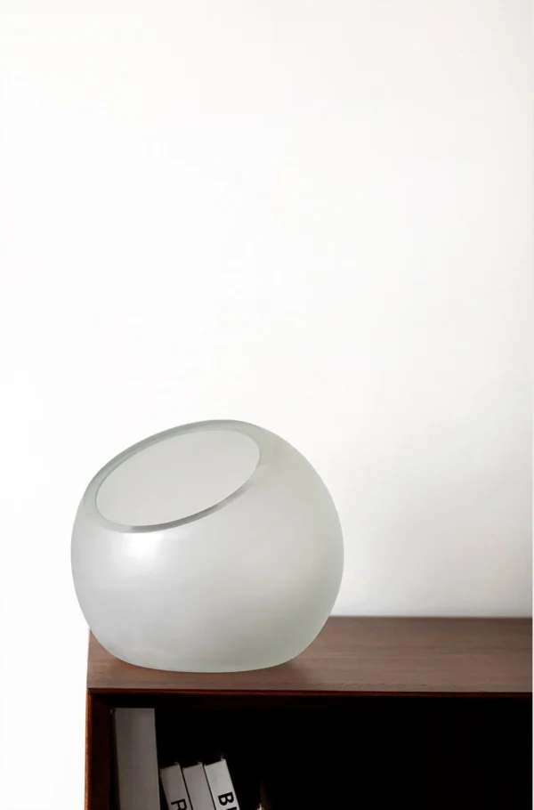 Frosted Sphere Glass Vases in ivory — in a room setting