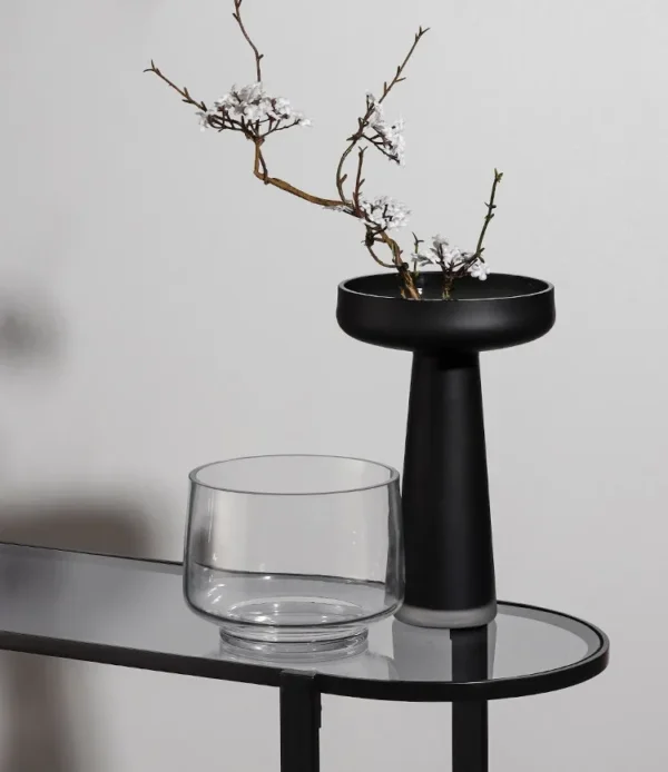 Vintage Coloured Glass Vase Set in Amber, Black and Smoke — in a room setting