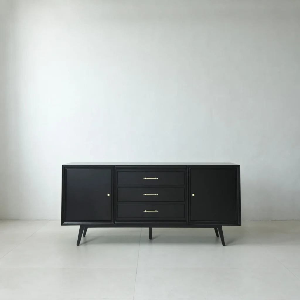 Vintage Black Gloss Sideboard in black — front view