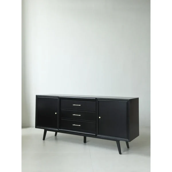 Vintage Black Gloss Sideboard in black — in a room setting