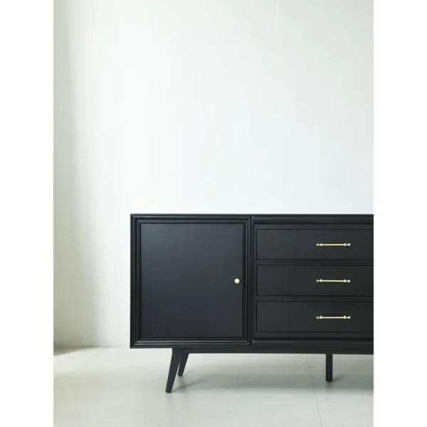 Vintage Black Gloss Sideboard in black — in a room setting