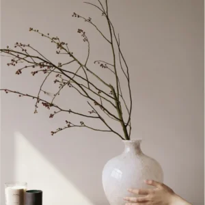 Warm Grey Marbled Glass Vases in slate — in a room setting