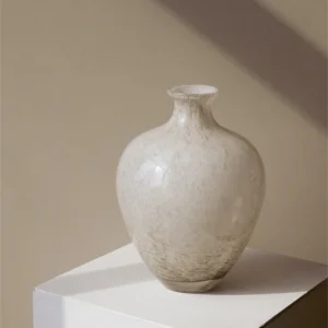 Warm Grey Marbled Glass Vases in slate — in a room setting