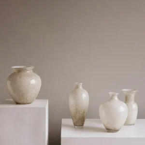 Warm Grey Marbled Glass Vases in slate — in a room setting