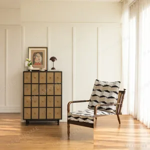 Zhushan Red Oak Lounge Chair in clay — in a room setting