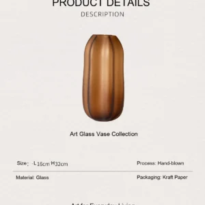 Ribbed Frosted Amber Pumpkin Glass Vase, Short or Tall in clay — dimensions
