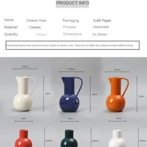 Glossy Round-Belly Ceramic Vases in Yellow, Green and White — dimensions