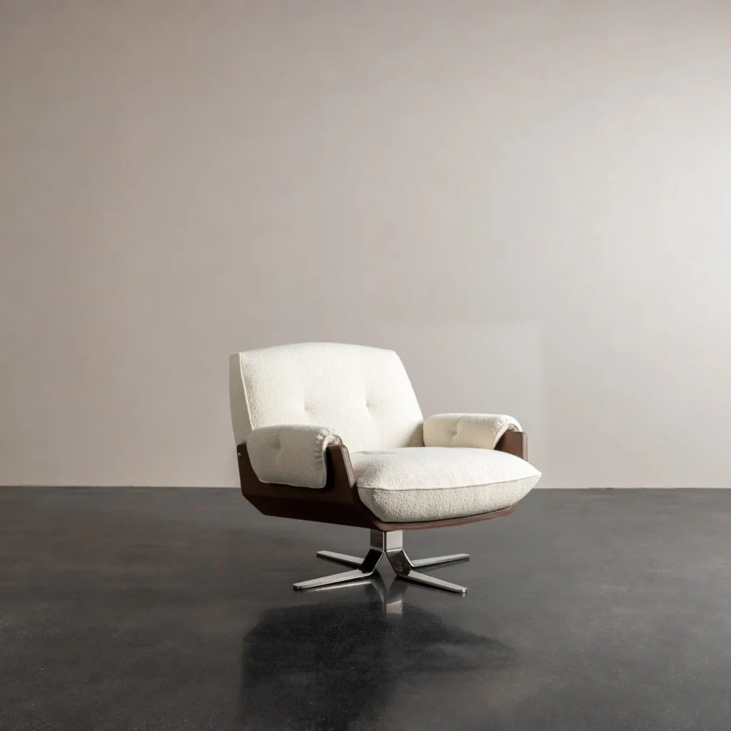 Vintage Swivel Lounge Chair in oatmeal — front view