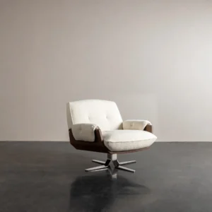 Vintage Swivel Lounge Chair in oatmeal — front view