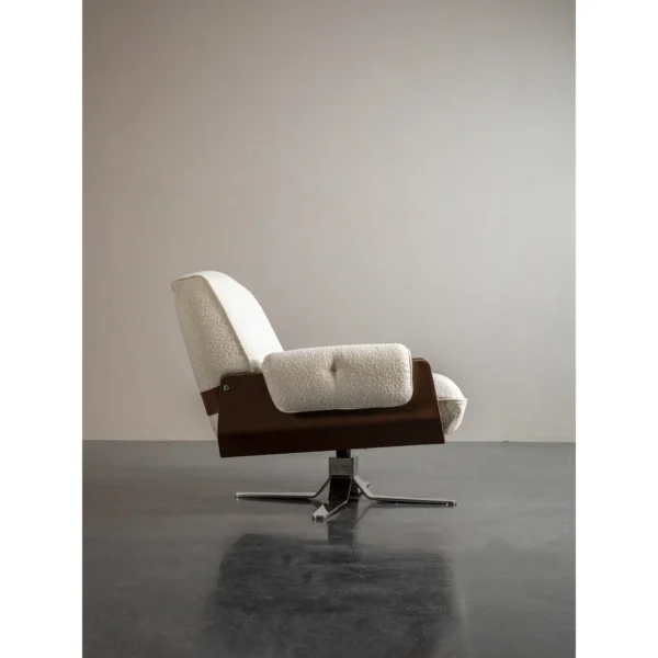 Vintage Swivel Lounge Chair in oatmeal — in a room setting