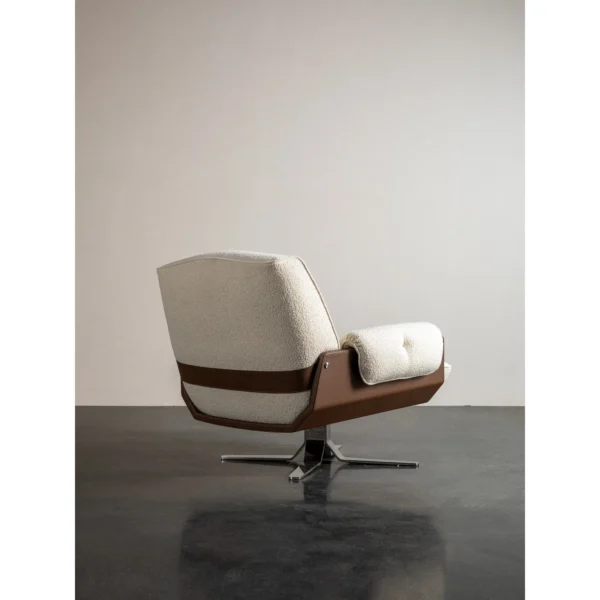Vintage Swivel Lounge Chair in oatmeal — in a room setting