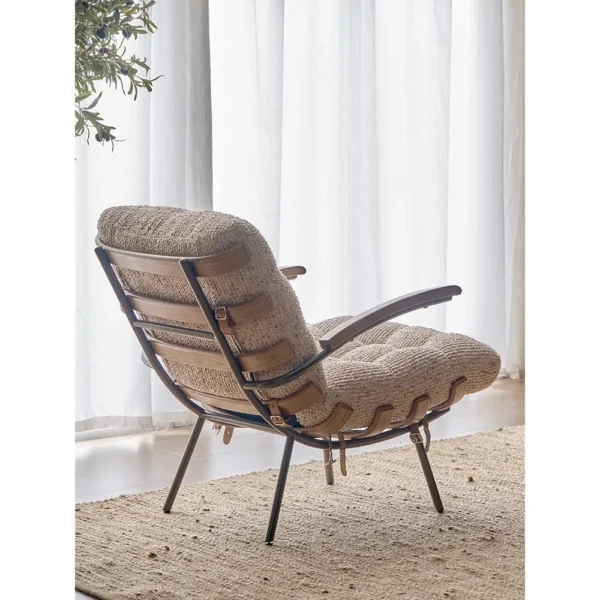 Spine Rib Lounge Chair in Cream Knit on Ash and Steel Frame — in a room setting
