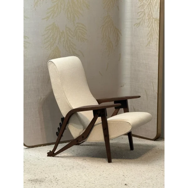 Vintage Adjustable-Back Lounge Chair in oatmeal — in a room setting