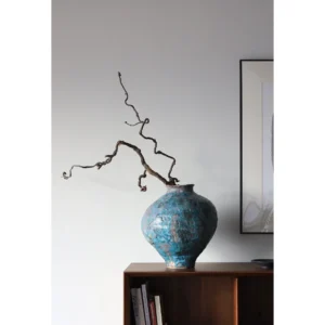 Wabi-Sabi Jingdezhen Ceramic Jar in Midnight Blue — in a room setting
