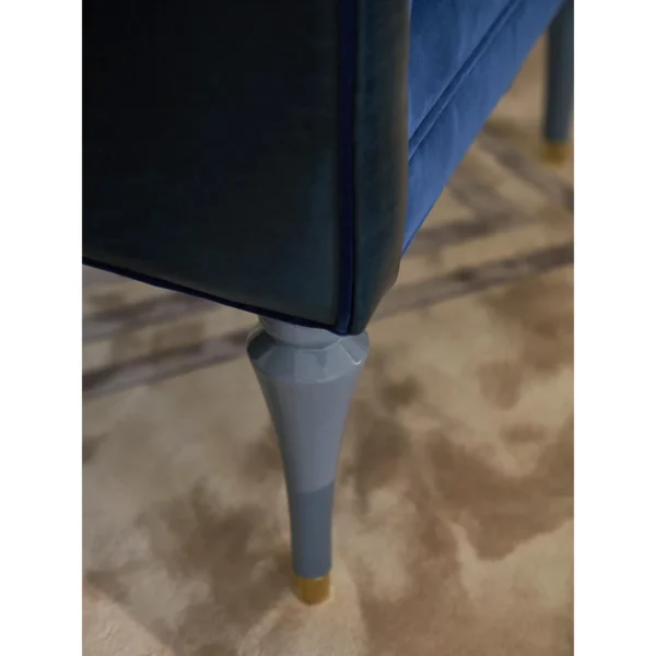 Violet Blue Velvet Armchair in blue — in a room setting