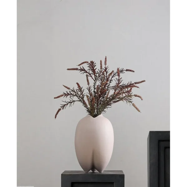 Wabi-Sabi Bisque Ceramic Vases in White and Taupe, Medium — in a room setting