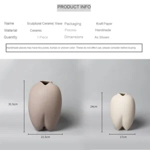 Wabi-Sabi Bisque Ceramic Vases in White and Taupe, Medium — dimensions