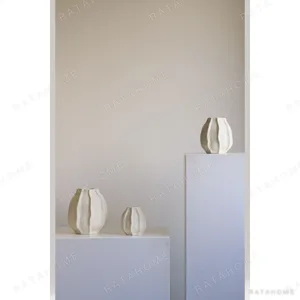 Cloud White Faceted Ceramic Vase in Three Sizes — in a room setting