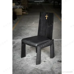 Wabi-Sabi Charcoal Black Solid Wood High-Back Chair in black — in a room setting