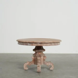Distressed Elm Round Pedestal Side Table, 70 cm in sand — front view