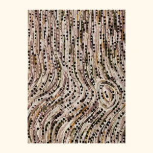 Wabi-Sabi Earth Tone Rug with Dotted Contour Lines in sand — front view