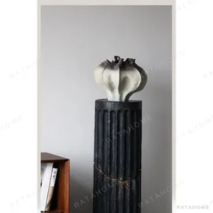 Hand-Pinched Bud-Form Ceramic Vase in Wild Glaze — in a room setting
