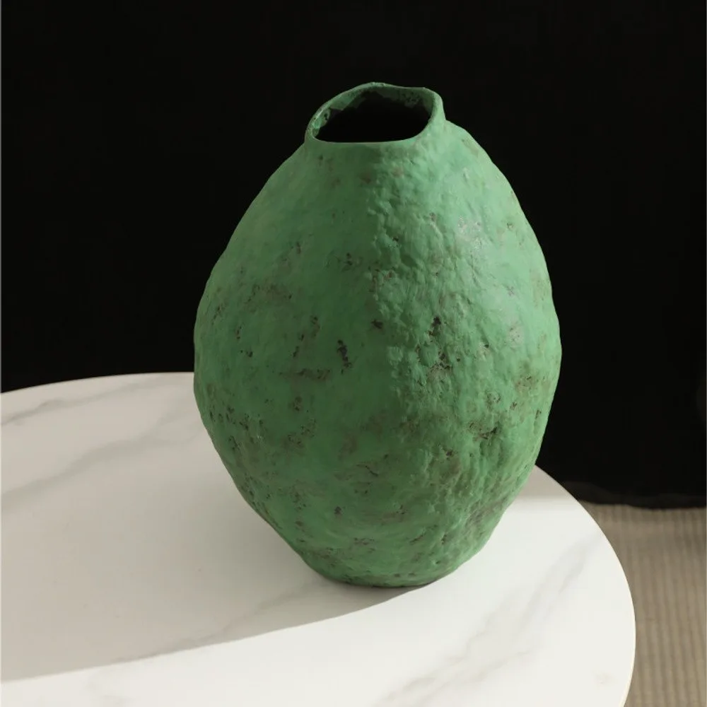 Hand-Thrown Matte Green Egg Jar Vase, Large or Small in olive — front view