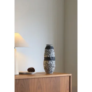 Jingdezhen Black Ring-Pattern Tall Jar Vase, Tall or Short in black — in a room setting