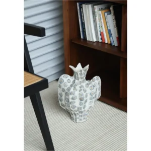 Jingdezhen Blue Dot Lobed Petal Vase, Large in ivory — in a room setting