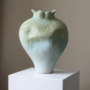 Jingdezhen Celadon Gradient Pomegranate Floor Vase, Large in olive — front view