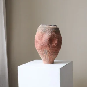 Jingdezhen Red Clay Textured Jar Vase, Medium in rust — front view