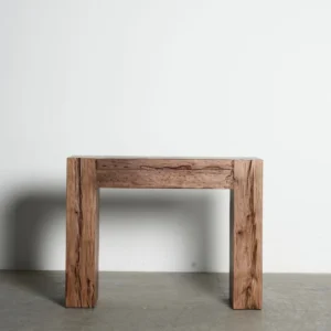 Wabi-Sabi Reclaimed Elm Console Table in natural oak — front view