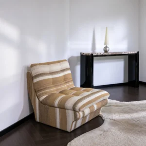 Wabi-Sabi Striped Armless Lazy Chair, 69 cm in sand — front view