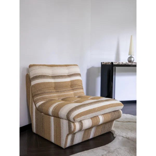 Wabi-Sabi Striped Armless Lazy Chair, 69 cm in sand — in a room setting