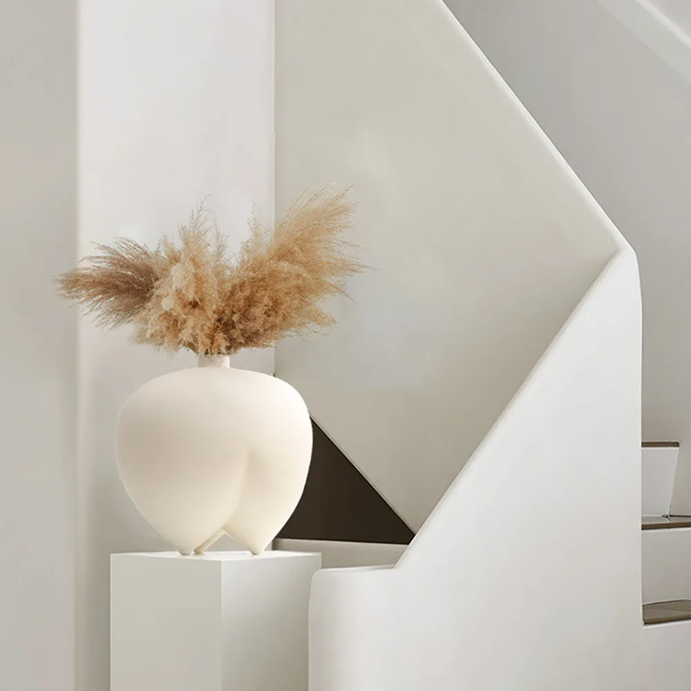Wabi-Sabi Bisque Ceramic Vase, Extra Large in ivory — front view