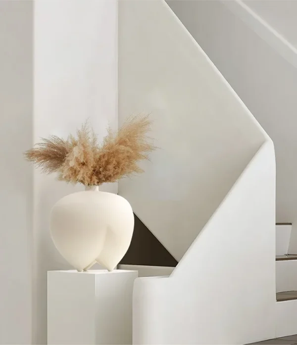 Wabi-Sabi Bisque Ceramic Vase, Extra Large in ivory — in a room setting