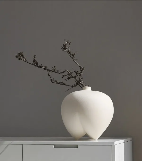 Wabi-Sabi Bisque Ceramic Vase, Extra Large in ivory — in a room setting
