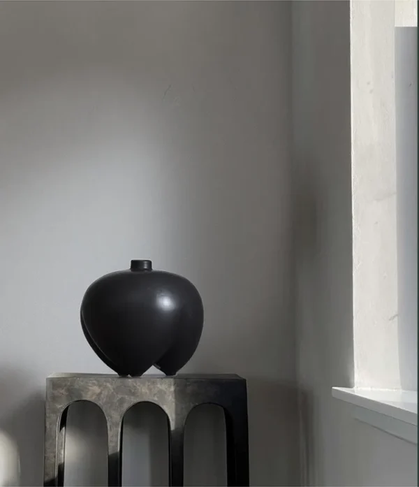 Wabi-Sabi Bisque Ceramic Vase, Extra Large in ivory — in a room setting