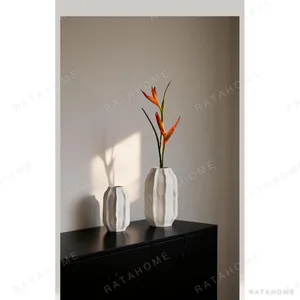 Cloud Ridge White Ceramic Vase in ivory — in a room setting
